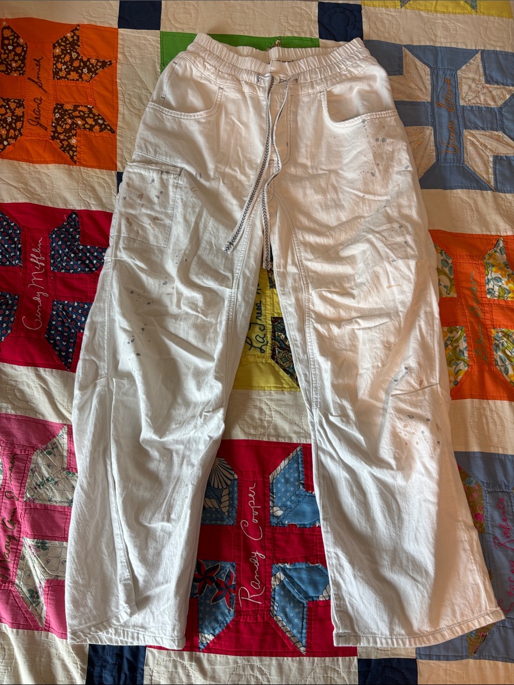 We The Free White Elastic Waist Casual Pants